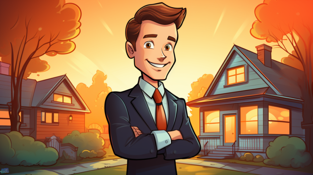 a real estate agent selling Home cartoon