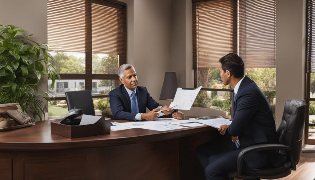 Image of a real estate agent discussing with a client